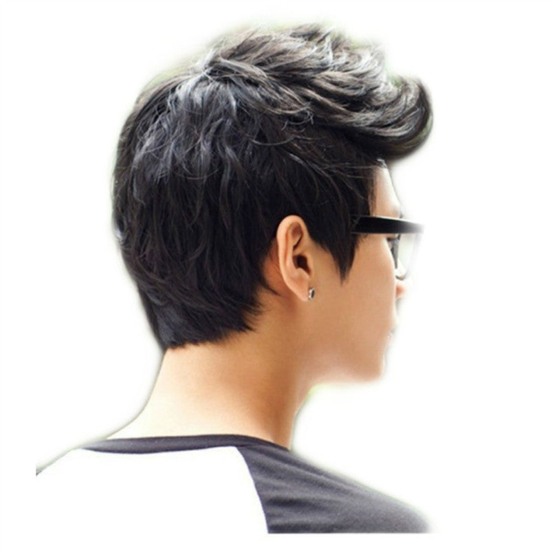 Short Curly Black Wig for Men, Natural Texture Synthetic Wig, Realistic Hairline Daily Wear Wig for Men